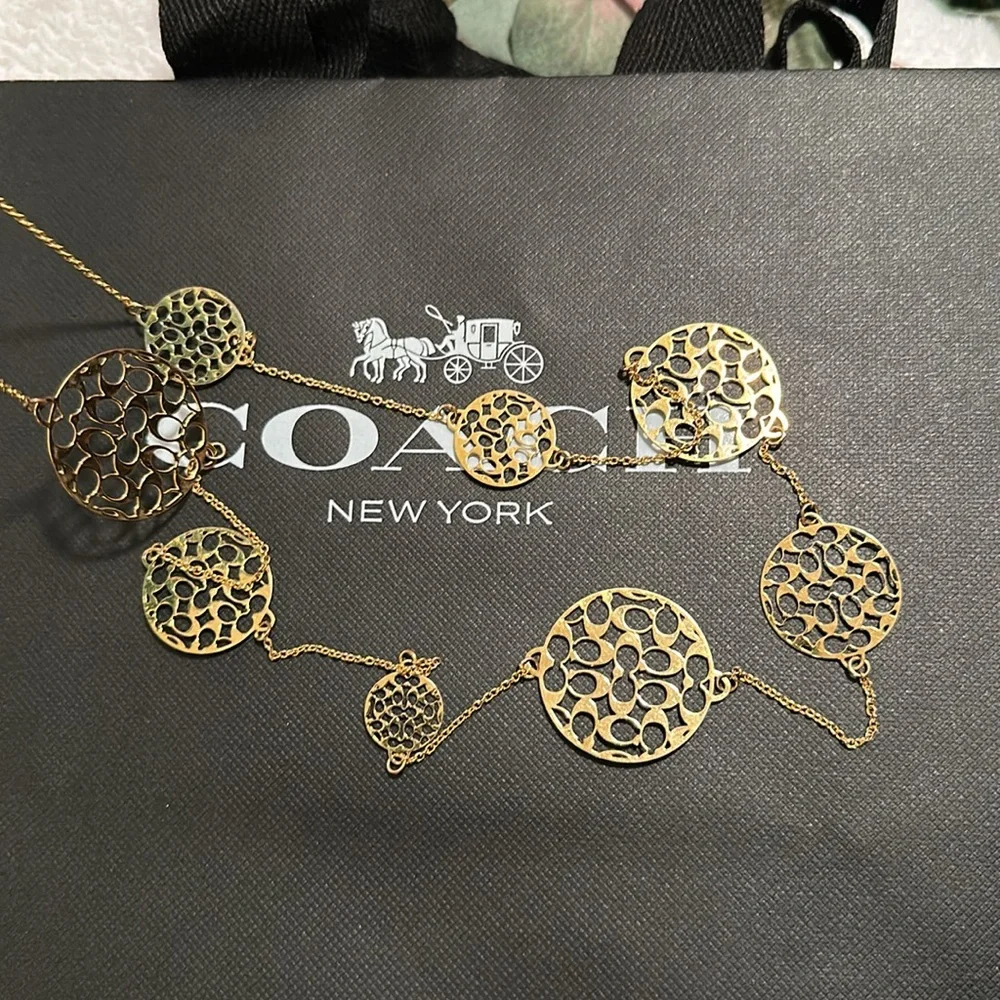 Coach Gold Filigree Medallion Necklace - Picture 5 of 6